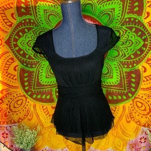 Black lace mesh shirt